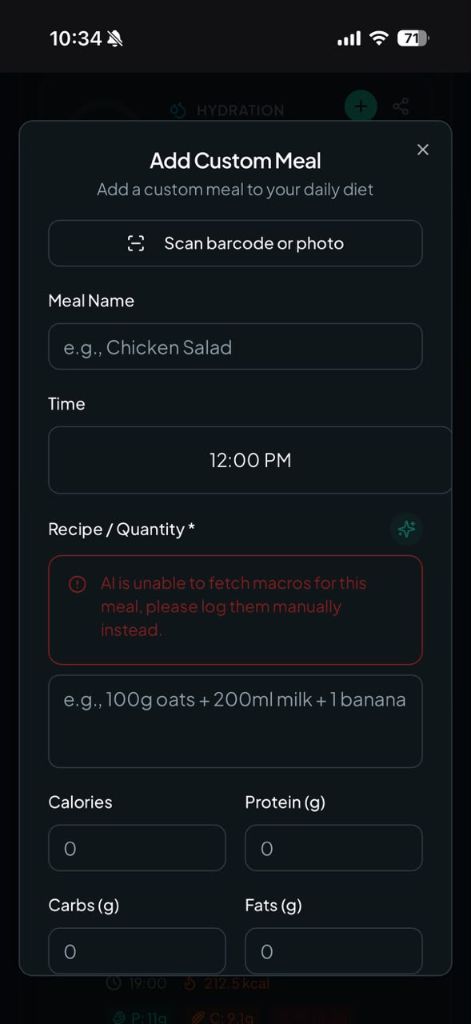 Add custom meal